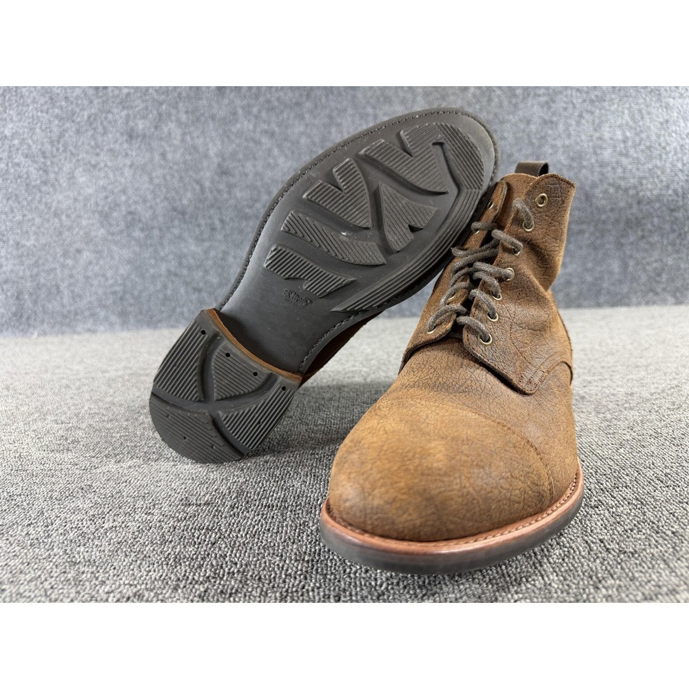 Taft Boots Mens 7 Brown Leather Combat Ankle Lace Up Rubber Sole Lined Cap Toe - Picture 5 of 13